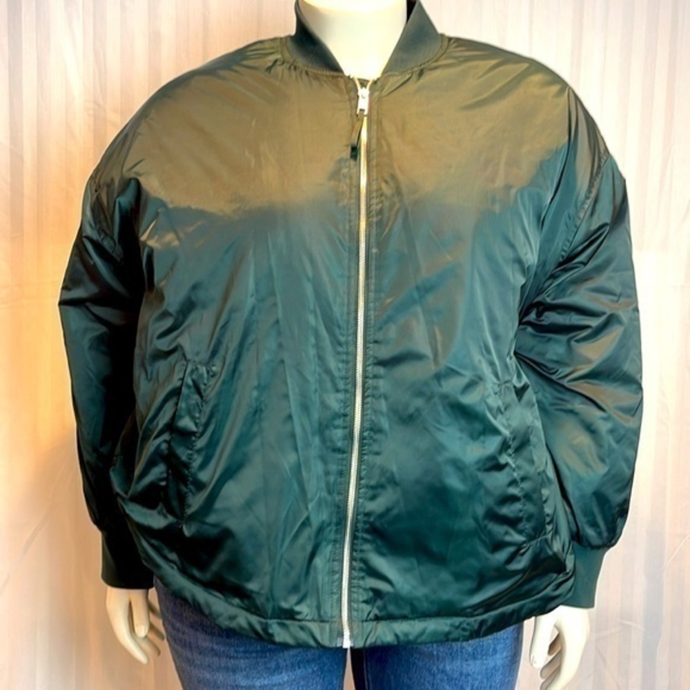 A new day Olive Green Relaxed  rib knit collar Bomber Jacket Size XXL RefAATQ003